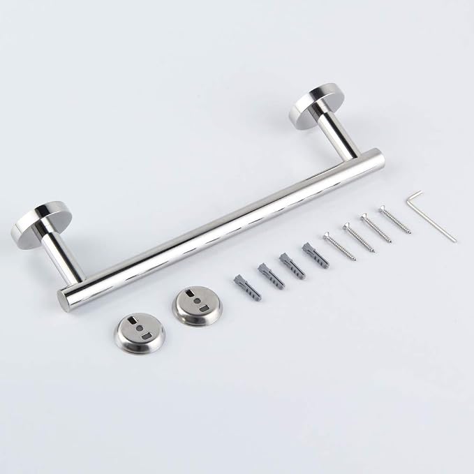 GERZ 12-Inch Hand Towel Holder Modern Towel Ring Hand Towel Bar Towel Hanger Wall Mount, Polished Finish AG1101C30.5-JG