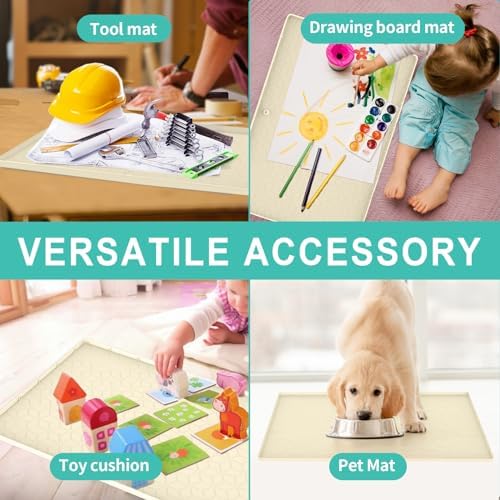 Under Sink Mat for Kitchen, Silicone Waterproof Liner, Flexible Organizer Tray with Drain Hole, 3.6 Gallons Capacity, Easy to Clean