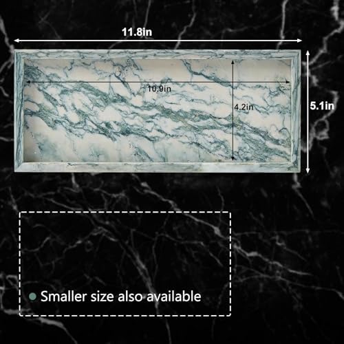 Natural Marble Vanity Tray, Stone Organizer for Bathroom & Kitchen