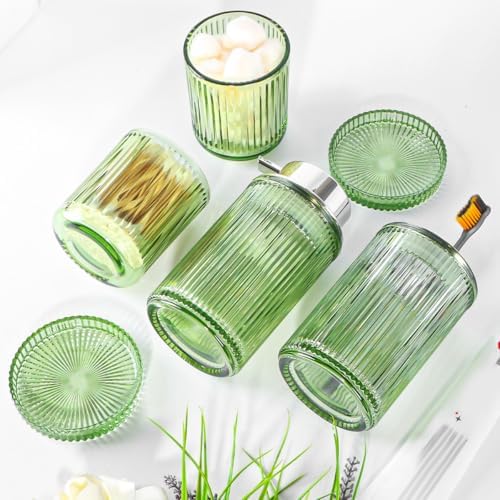 4pcs Green Glass Bathroom Accessories Set