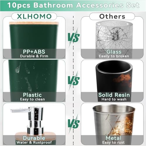 Bathroom Accessory Set 9 Piece Hunter Green Bathroom Set with Trash Can Bathroom Accessories Green Bathroom Decor