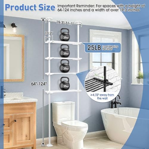 SUNALLY Over The Toilet Storage Shelf, Over Toilet Bathroom Organizer,White