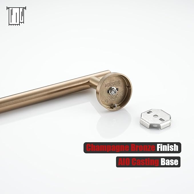 JQK Champagne Bronze Bath Towel Bar, 30 Inch 304 Stainless Steel Thicken 0.8mm Towel Rack Bathroom, Towel Holder Wall Mount, Useable Length 27 Inch, TB110L27-CB