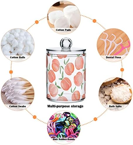 DOMIKING 4 Pack Acrylic Organizer for Cotton Balls, Swabs, Rounds - Clear Plastic Vanity Canisters - Cotton Ball Holder Dispenser - Bathroom Storage Essentials