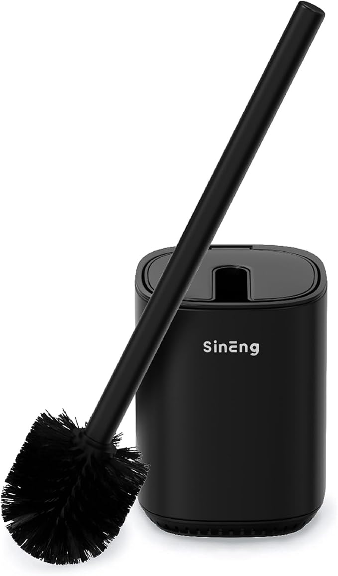 Toilet Brush and Holder Set Toilet Bowl Brush Stainless Steel Automatic Open lid Toilet Bowl Cleaner Brush with Durable Bristle Head Toilet Cleaning Brush for Bathroom