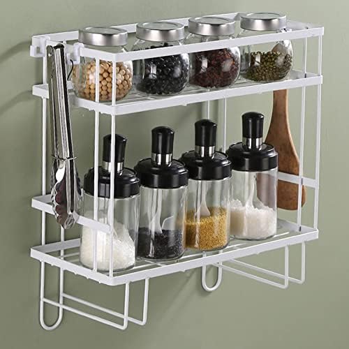 Toilet Shelf, Thickening Waterproof Multifunctional Double Layer Storage Rack, Large Capacity Nail Free Installation Organizer Rack, Stylish Iron Bathroom Organizer Over Toilet(Double Layer White)