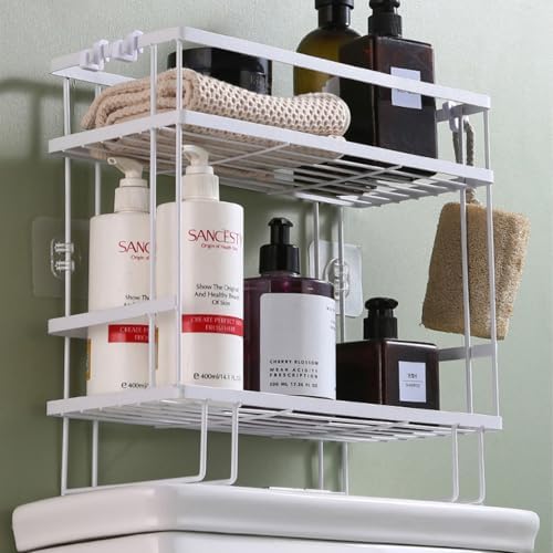 PowerKing Over The Toilet Storage Shelf, 2-Tier Bathroom Organizer, White