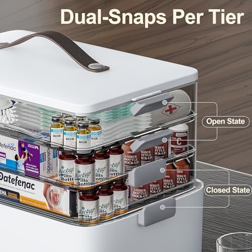 CTIME 4-Tier Extra-Large Medicine Organizer with Portable Pill Case Empty