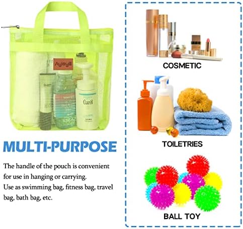 3 Pcs Portable Mesh Shower Caddy Tote, Quick Dry Tote Bag Mesh Beach Bags for Women, Hanging Toiletry and Bath Organizer for Travel Swimming Sports Gym Camp Shopping College Dorms (Blue Green Yellow)