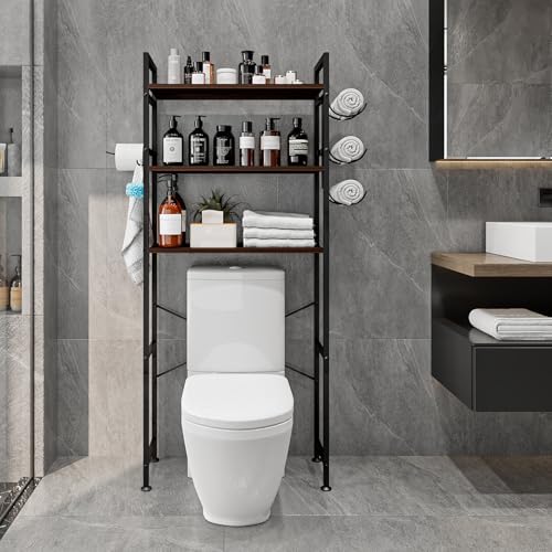 Over The Toilet Storage Shelf 3 Tier Bathroom Organizer Black Oak