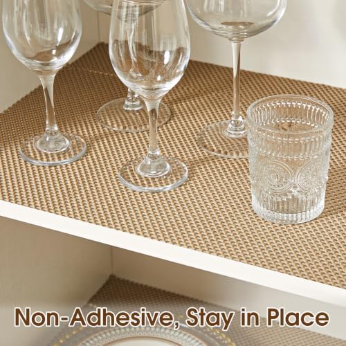 Shelf Liner for Kitchen Cabinets and Drawers, Beige, 18" x 120"