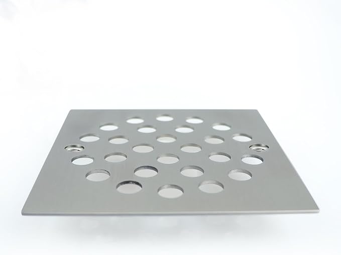 4 Inch Screw-in Square Floor Drain Cover Replacement Shower Grates with Screws,304 Stainless Steel (Brushed Nickel)