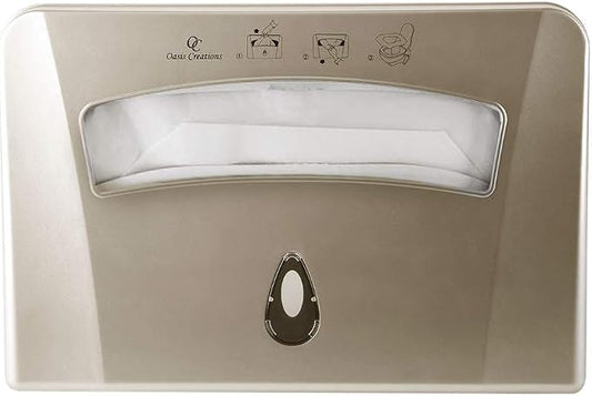 Toilet Seat Cover Dispenser by Oasis Creations –Wall Mount – Heavy Duty Commercial or Residential – Gold