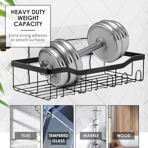 Clara Clark Bathroom Accessories Set - 28PC Bathroom Set with Adhesive Corner Shower Caddy Hanging, Bathroom Sets with Shower Curtain and Rugs, Gold Shower Curtain Set with Bathroom Trash Can