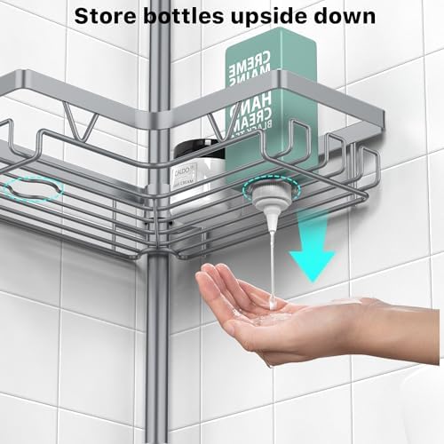 KEGII Shower Caddy Tension Pole, Bathtub Organizer, Light Gray
