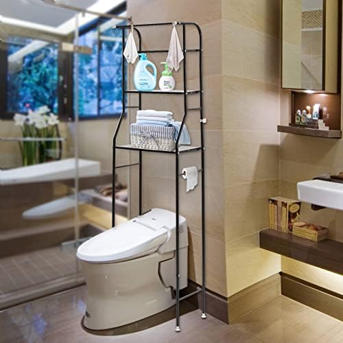 3-Tier Toilet Storage Rack, Toilet Rack, Bathroom Corner Stand, Bathroom Cabinet Tower Shelf for Bathroom Kitchen Balcony, Black