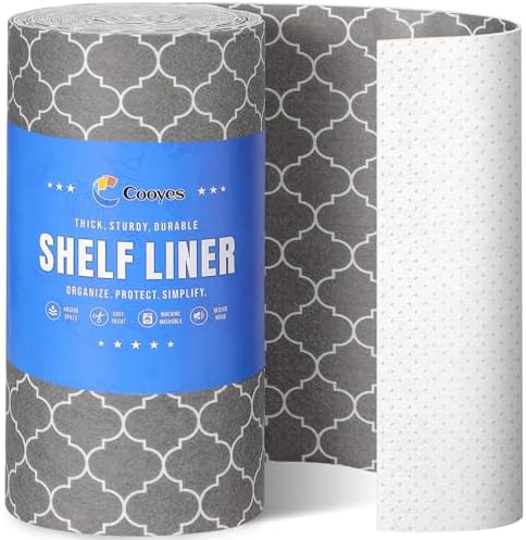 Cooyes Refrigerator Liners 17.7" x 360", Absorbent Strong Grip Fridge Mats Machine Washable, Non-Adhesive Refrigerator Shelf Liner for Fridge Bins & Kitchen Cabinets, Gray