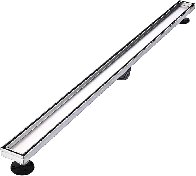 AVSIILE Linear Shower Floor Drain, 36 Inch Brushed Nickel 304 Stainless Steel Bathroom Drains Kit, Rectangular Shower Trench Drain with Reversable Tile-in Pattern Drain Cover & Hair Catcher