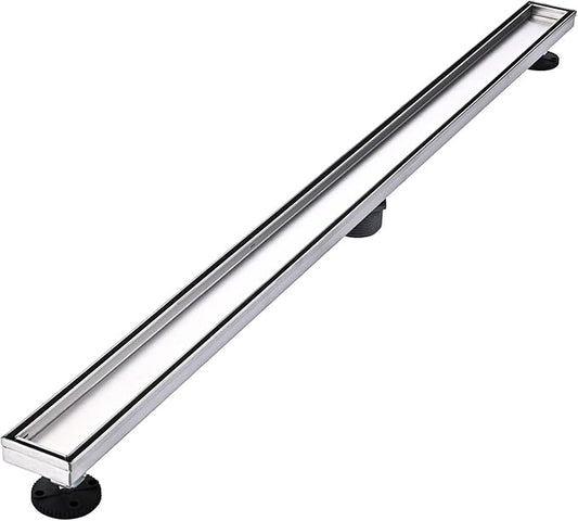 AVSIILE Linear Shower Floor Drain, 48 Inch Brushed Nickel 304 Stainless Steel Bathroom Drains Kit, Rectangular Shower Trench Drain with Reversable Tile-in Pattern Drain Cover & Hair Catcher
