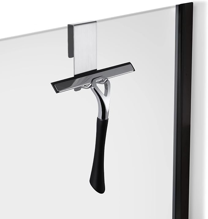 Taozun Over The Door Hooks - Stainless Steel Shower Towel Hooks, Squeegee Holder, Frameless Glass Shower Door, 2 Packs
