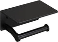 Toilet Paper Holder with Cell PhoneShelf - Toilet Tissue Holder with Wipes Storage, Wall Mounted by Adhesive Tape or Screw - Matte Black