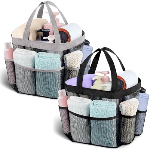 Mesh Shower Caddy Portable - 9 Pockets for College Dorm Room Essential