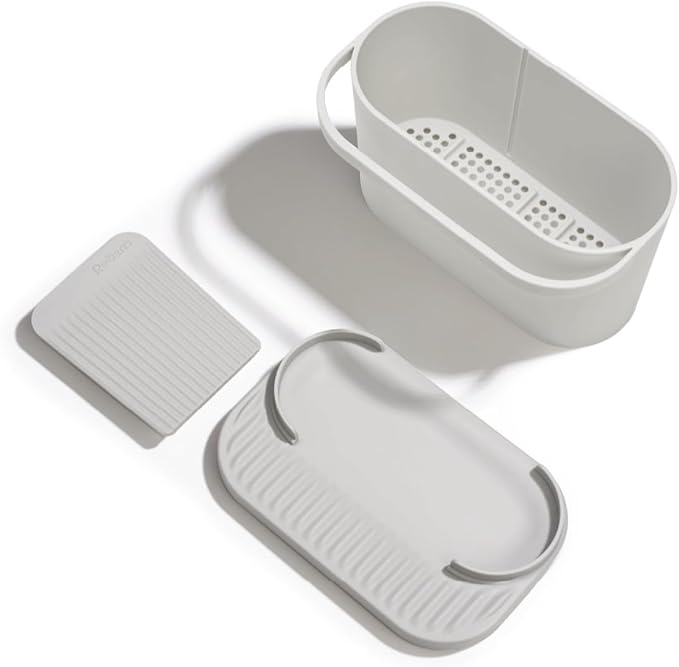 ReBorn Recycled Sink Organizer, Kitchen Sink Organizer, Two Main Compartments, Integrated Dish Cloth Rail, Ribbed and Sloped Base for Draining, Would Made in UK