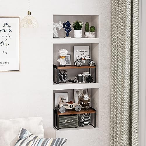 Mitus Stacking Wood Shelf Organizer, Counter Cabinet Storage Rack, 16 inch