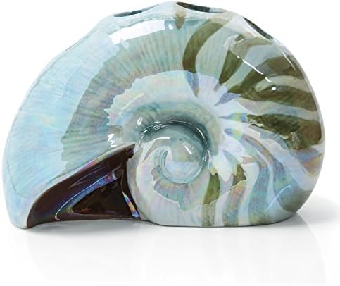 Ocean Conch Sea Shell Ceramic Bathroom Accessories Set of 4,1 Gargle Cups 1 Toothbrush Holders 1 Soap Dishes 1 Soap Dispenser (Green)