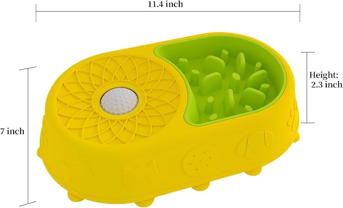 Slow Feeder Dog Bowl with Lick Mat, 2 in 1 Silicone Feeding Bowl | Promotes Healthy Eating Habits and Engaging Mealtime Experience