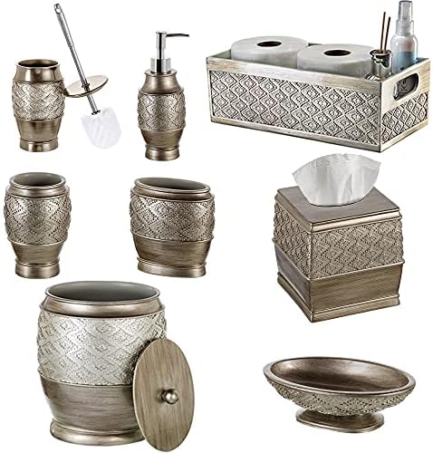 Creative Scents Dublin Silver Small Bathroom Trash Can with Lid 1.26 Gal / 4.8L - Brushed Silver Oval Garbage Can - Decorative Waste Basket for Bathroom Decor - Durable Wastebasket for Paper/Diaper