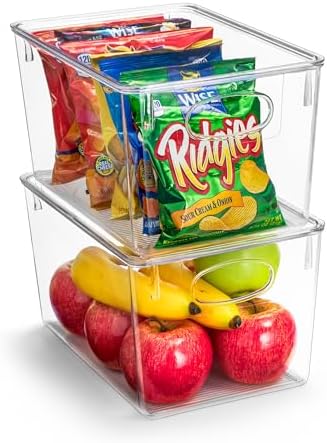 Sorbus Large Plastic Storage Bins with Lids - for Kitchen Organization, Pantry Organizers and Storage, Fridge Organizer, Cabinet Organizer, Refrigerator Organizer Bins - Clear Storage Bins (2 pack)
