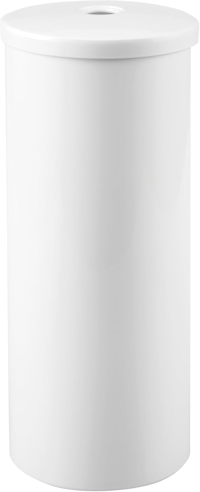 iDesign Freestanding Toilet Paper Canister with Lid, White | For 3 Extra Rolls, Made in USA