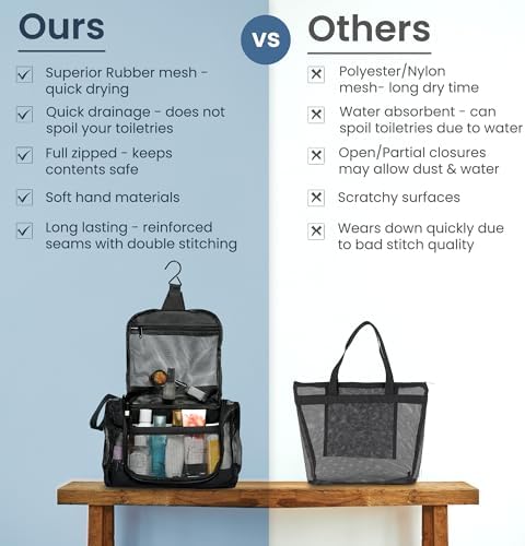 The Fine Living Co. Portable Latex Mesh Shower Caddy Hanging Metal Hook