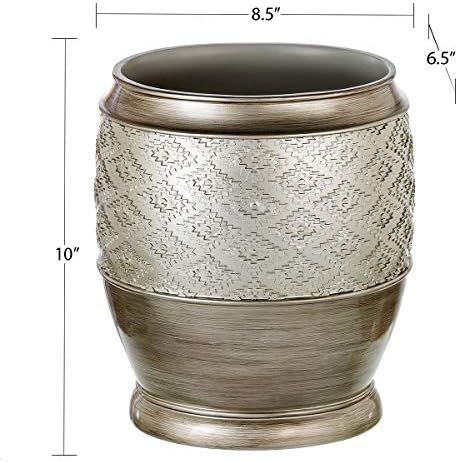 Creative Scents Dublin Silver Small Bathroom Trash Can with Lid 1.26 Gal / 4.8L - Brushed Silver Oval Garbage Can - Decorative Waste Basket for Bathroom Decor - Durable Wastebasket for Paper/Diaper