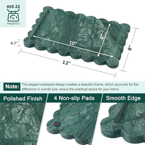 Scalloped Natural Marble Tray - Decorative Stone Tray for Bathroom & Vanity