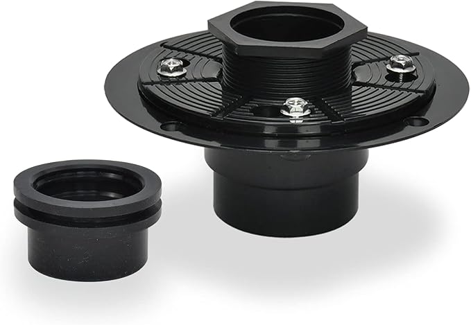Shower Drain Base, 2 inch ABS Shower Drain Flange with Threaded Joints and Rubber Joints for Square and Linear Shower Drain Installation