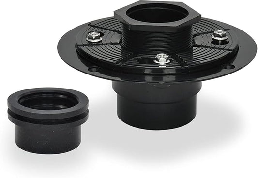 Shower Drain Base, 2 inch ABS Shower Drain Flange with Threaded Joints and Rubber Joints for Square and Linear Shower Drain Installation