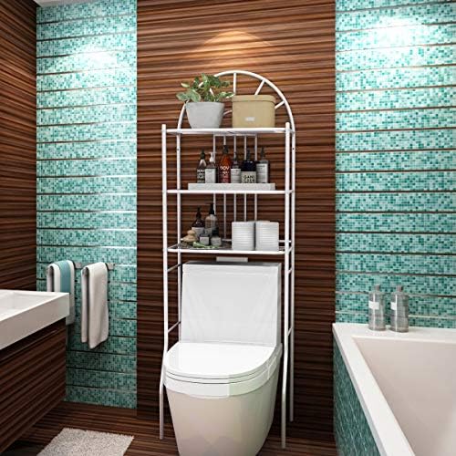 Tangkula Bathroom Space Saver, 3-Tier Over the Toilet Storage Rack, Bathroom Organizer with Metal Frame Shelf for Home Bathroom Laundry, 23 x 13 x 68 Inches, White