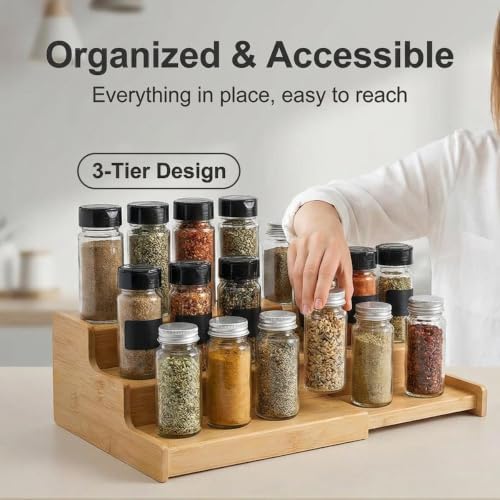 JinDoWin Spice Rack Organizer for Cabinets,Countertop & Pantries
