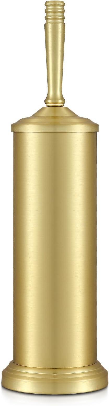Gold Toilet Brush and Holder Set,Toilet Bowl Brush and Holder | Heavy Duty Toilet Brush for Bathroom, Stainless Steel Toilet Cleaner Brush,Deep Cleaning,Space Saving,Covered Brush