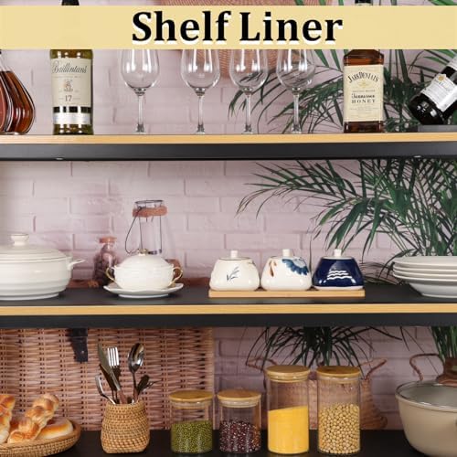 Shelf Liners 13 inch x 20 ft Kitchen Cabinets Liner Non-Stick Drawer Liners Drawer Mats EVA Protector Shelving Cupboard Lining (Black, 13 inch x 20 ft)