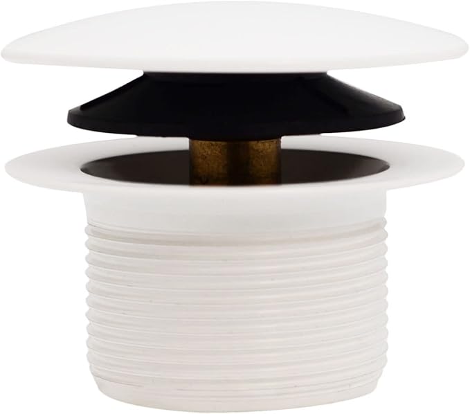 Westbrass D398R-2-50 1-1/2" NPSM Coarse Thread Mushroom Tip-Toe Bathtub Drain Stopper, Powder Coat White (2-Pack)