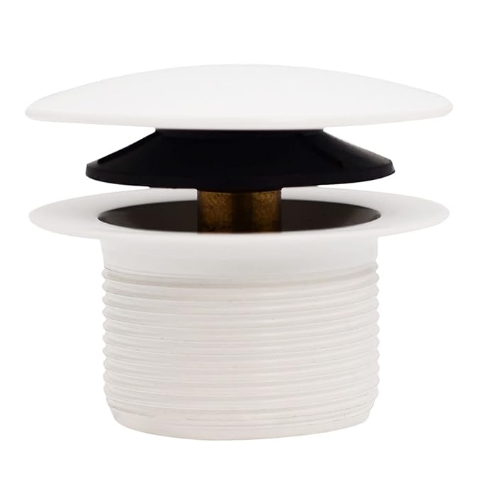 Westbrass A398R-50 1-1/2" NPSM Coarse Thread Mushroom Tip-Toe Bathtub Drain Stopper, Powder Coat White