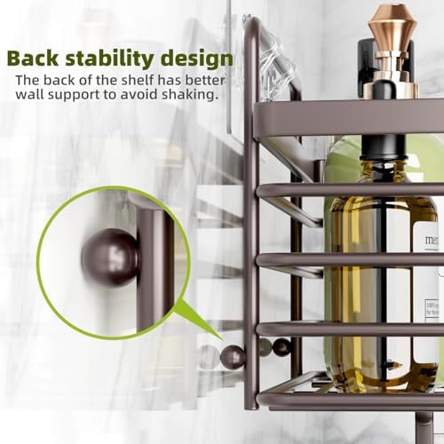 Yougai Shower Organizer with Soap Holder and Hooks, (Brown)