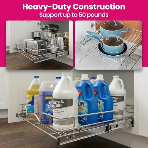 HOLDN’ STORAGE Pull Out Cabinet Organizer, 20”W x 17”D Cabinet Drawer
