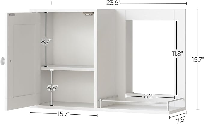YATINEY Medicine Wall Cabinet with Mirror, Bathroom Mirror with Storage, Medicine Cabinet Mirror, Wall Mounted Home Storage, Adjustable Shelf, for Laundry Room, Bedroom, Camper, Hallway, White