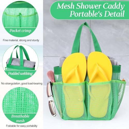 8 Packs Large Mesh Shower Caddy with 8 Pocket and Handle, Multicolor