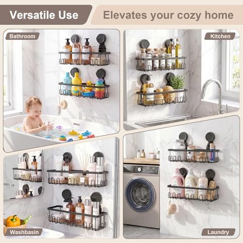 JOTPE Shower Caddy Suction Cup, No Drill Shower Shelves for Bath, 2 Pack