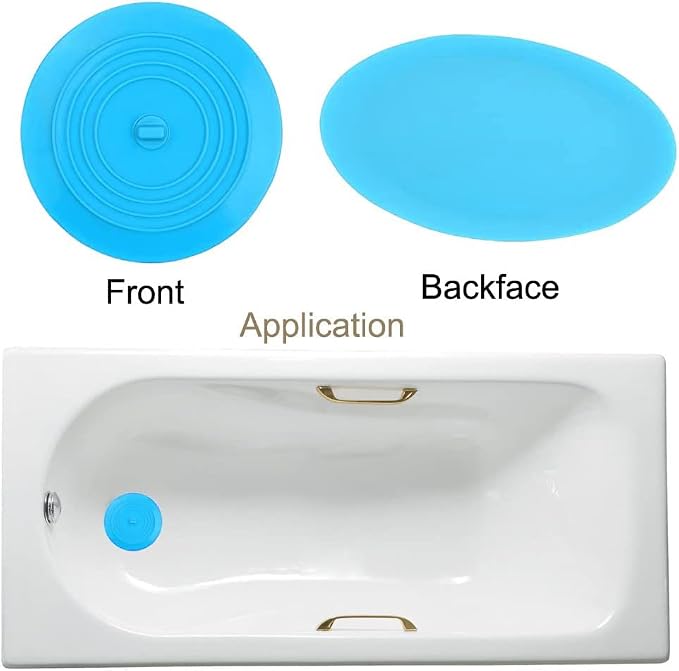 V-TOP Bath Tub Drain Stopper 2 Pack, 6 inch Silicone Drain Cover Tub Plug | Universal Flat BathTub Drain Cover Sink Stopper, Shower Drain Plug for Kitchen, Bathroom Tub Accessories and Laundry